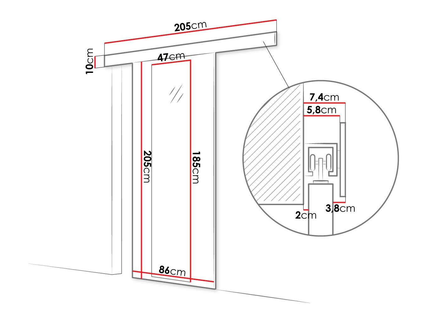Schwebetür Closico Materia IV (Sonoma eichenholz)