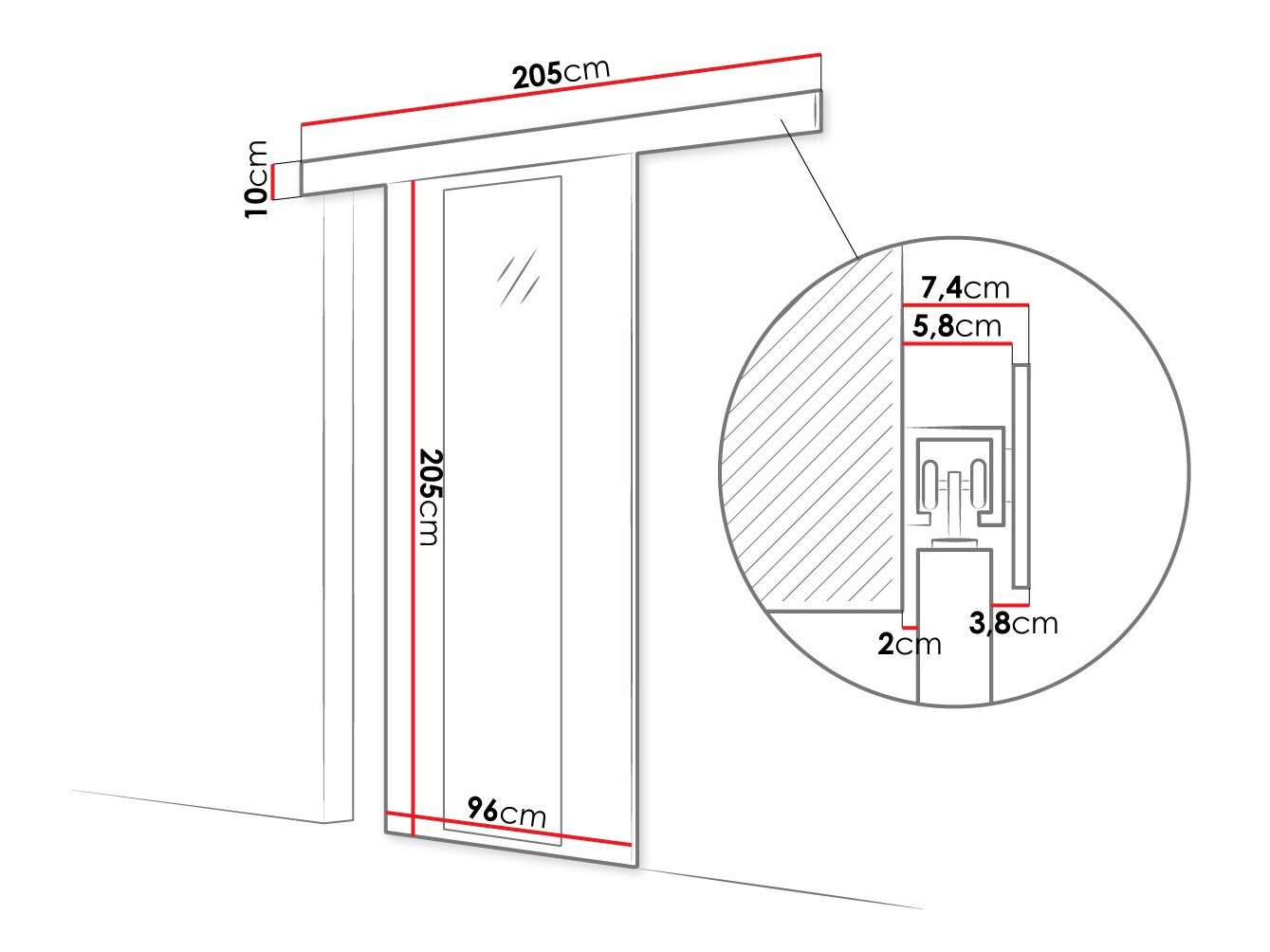 Schwebetür Closico Portalis IV (Sonoma eichenholz)