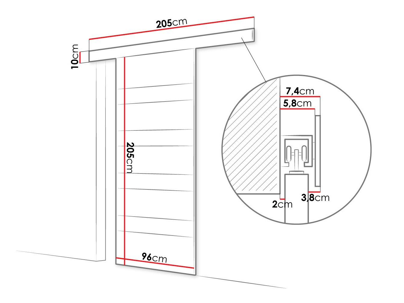 Schwebetür Closico Portalis V (Weiss)