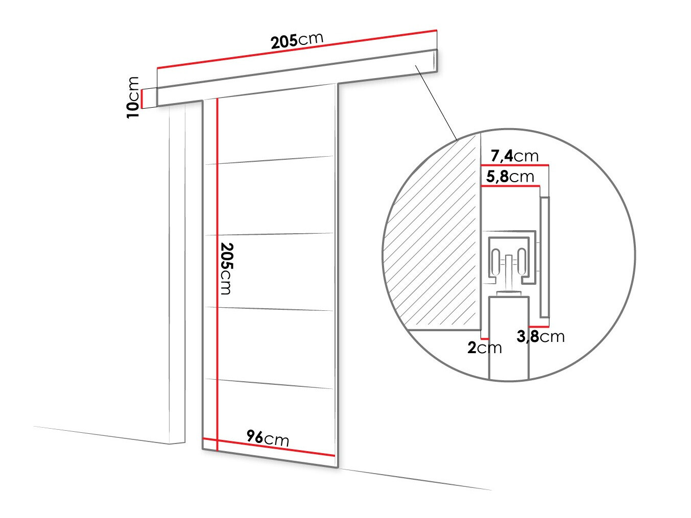 Schwebetür Closico 176 (Sonoma eichenholz)