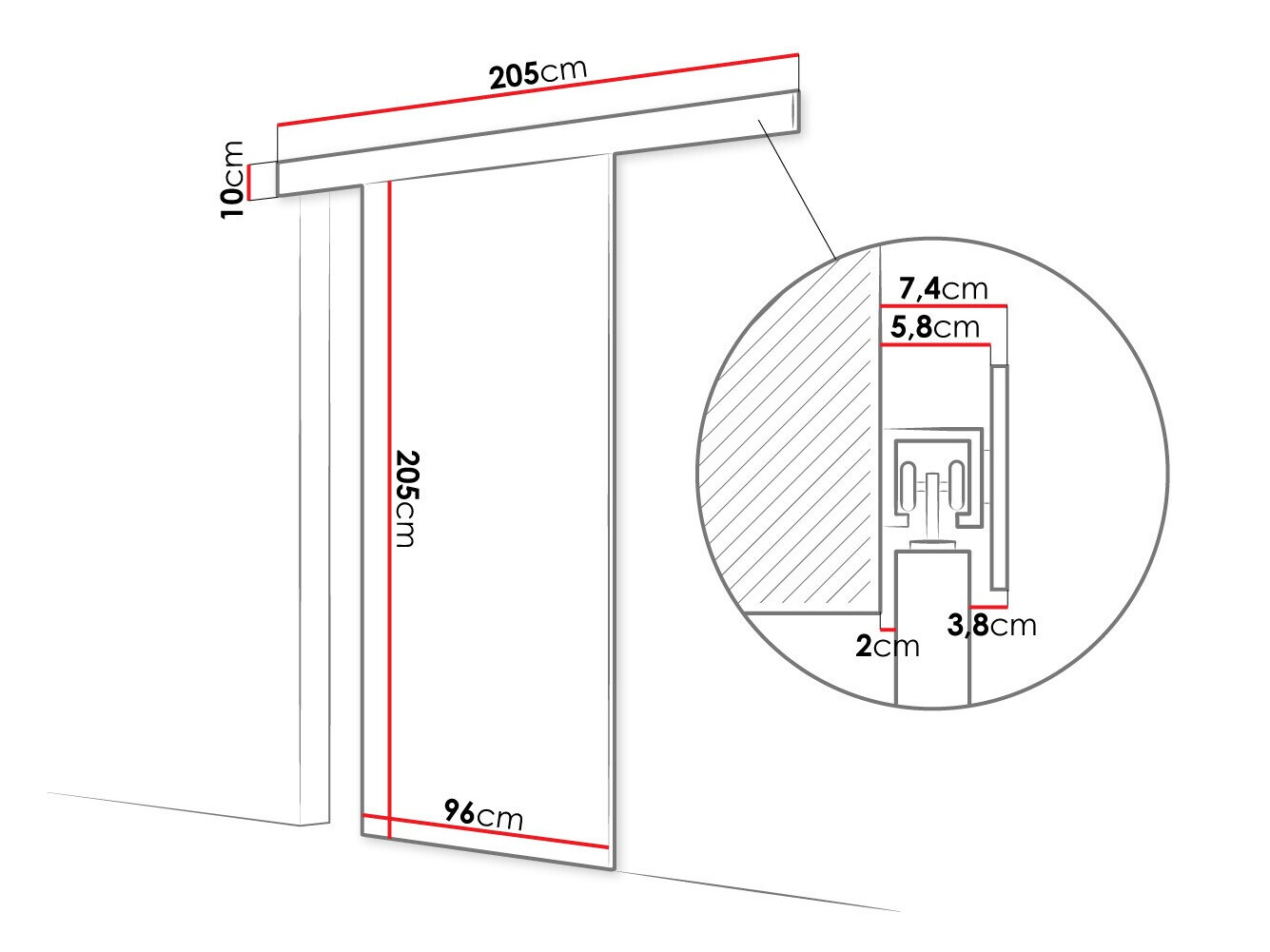 Schwebetür Closico Portalis I (Weiss)
