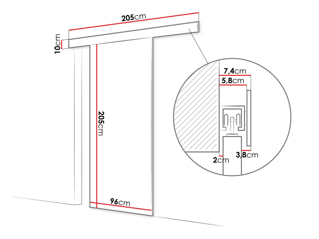 Schwebetür Closico Portalis II (Weiss)
