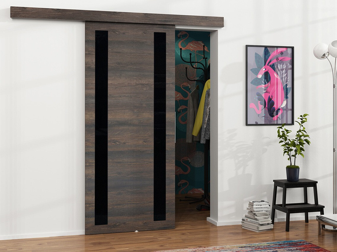 Schwebetür Dover 122 (Esche dunkel + Schwarz)