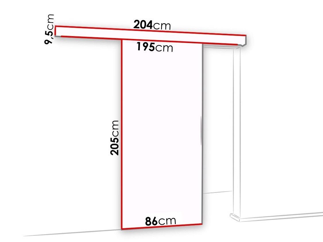 Schwebetür Dover 133 (Sonoma eichenholz + Schwarz)