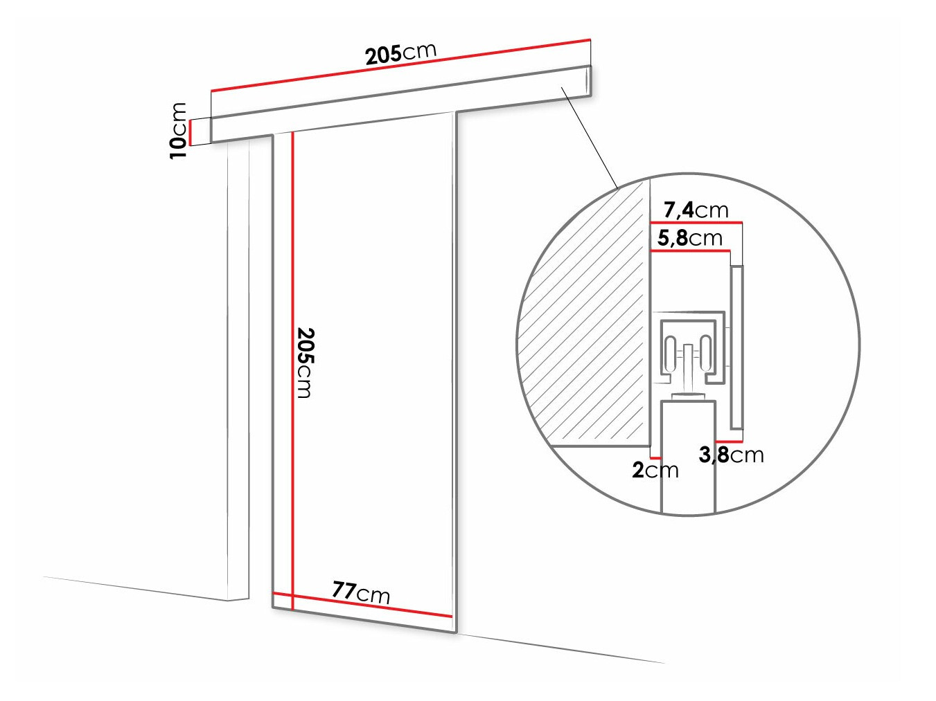 Schwebetür Closico 180 (Weiss)