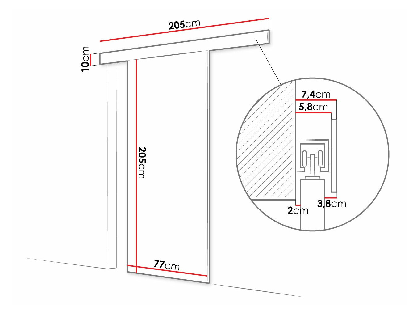 Schwebetür Closico Fundus III (Weiss)