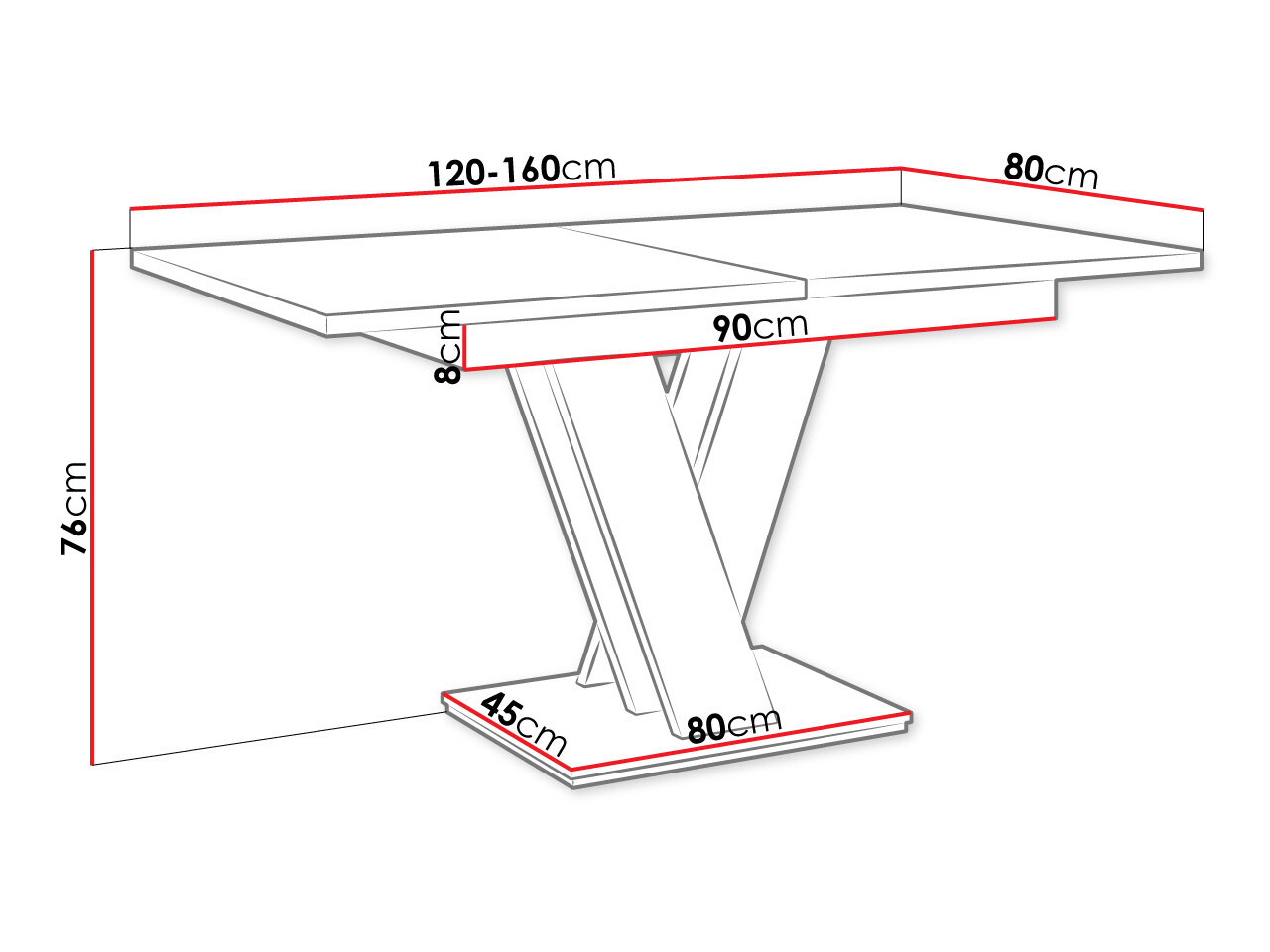 Tisch Musus (Weiss glänzend)