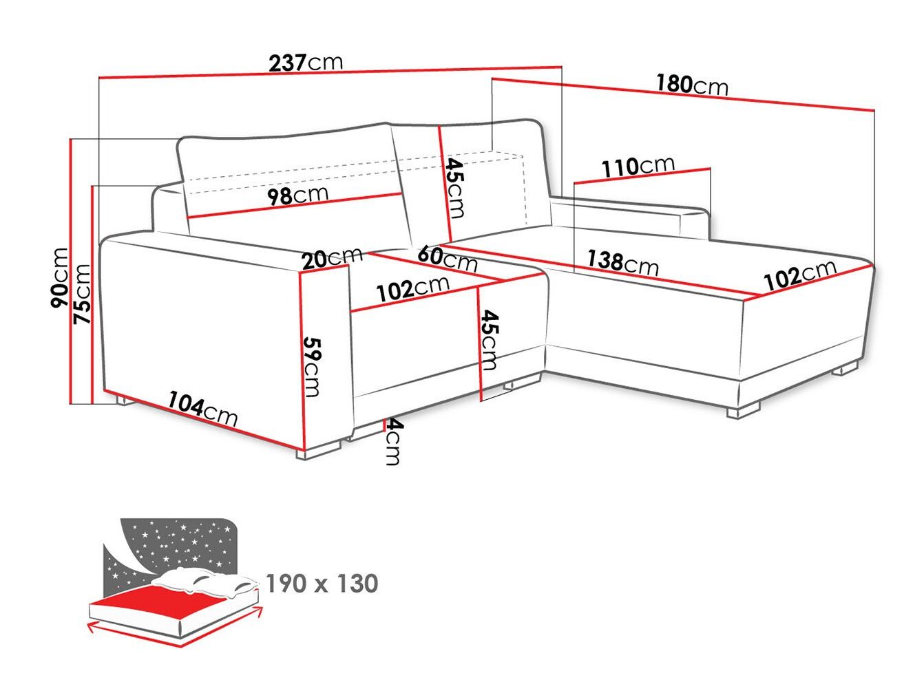 Ecksofa Columbus 204 (Tilia 17)