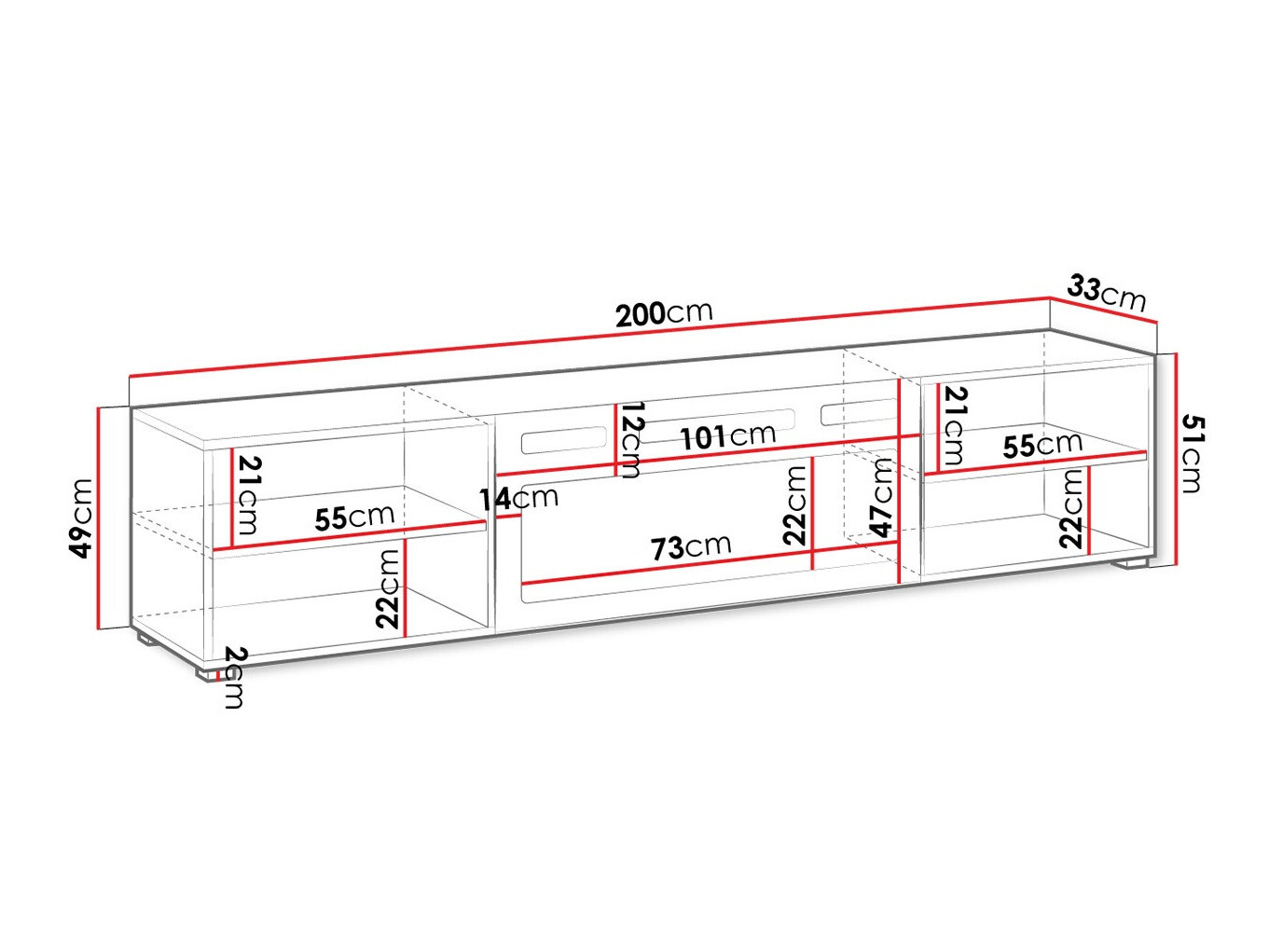 TV-Möbel Charlotte 191 (Weiss + Schwarz)
