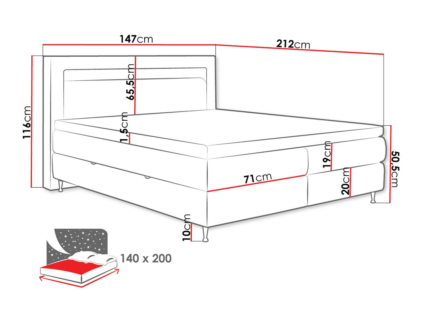 Boxspringbett ComfiDream Celara (Fresh 01)