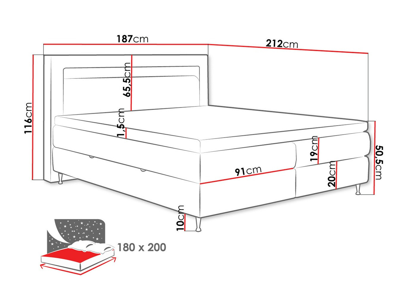 Boxspringbett ComfiDream Celara (Fresh 01)