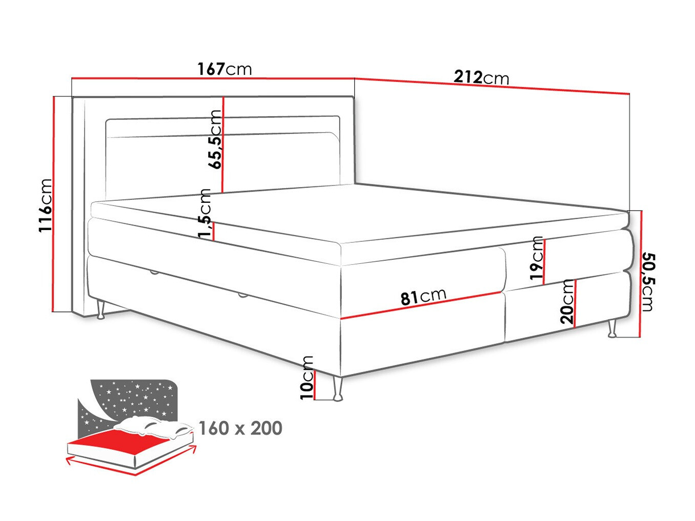 Boxspringbett ComfiDream Celara (Fresh 32)