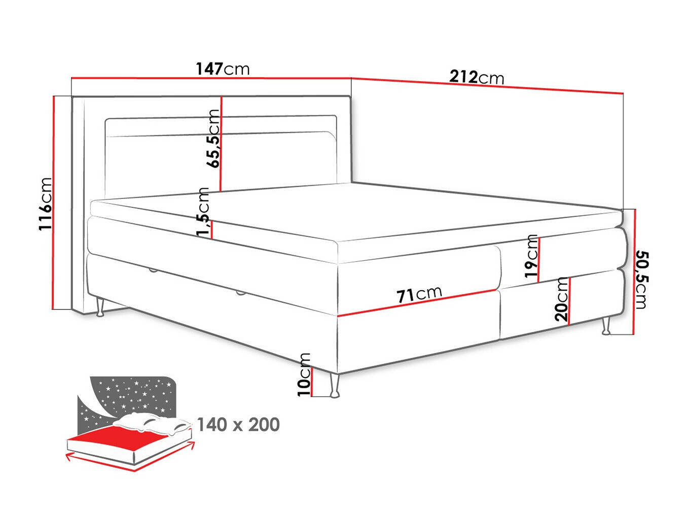 Boxspringbett ComfiDream Celara (Soft 011)