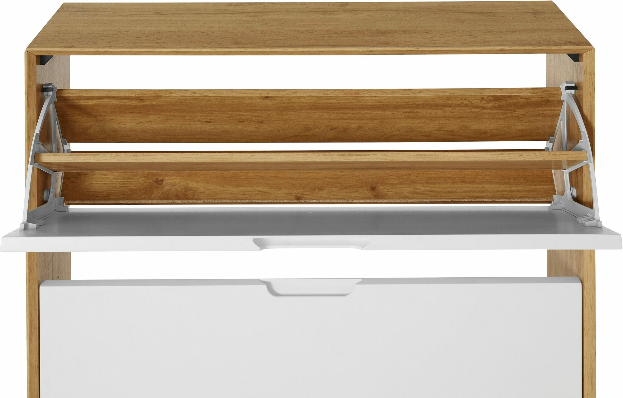 Schuhschrank Dorvou 106 (Weiss + Eiche)
