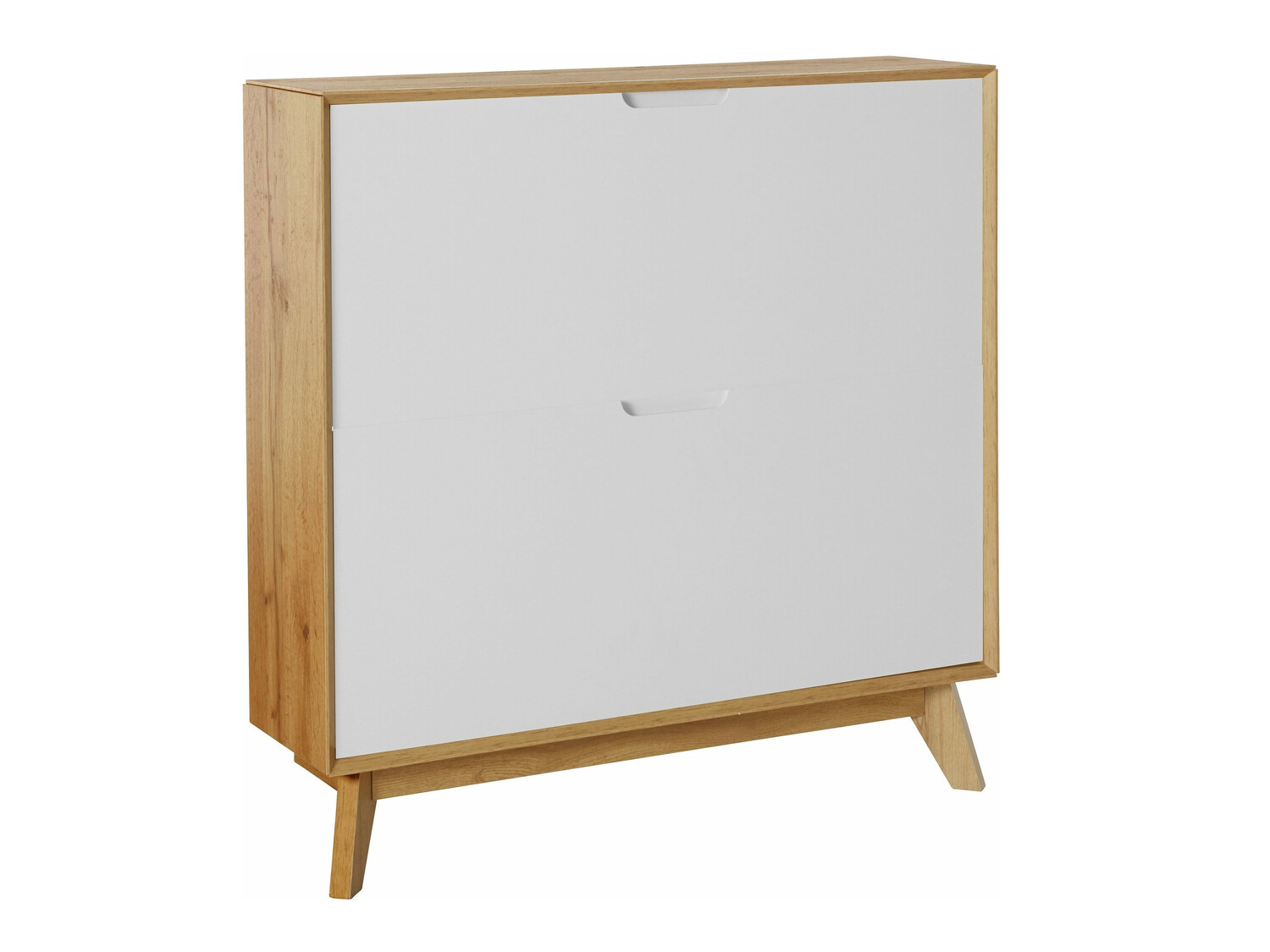 Schuhschrank Dorvou 106 (Weiss + Eiche)