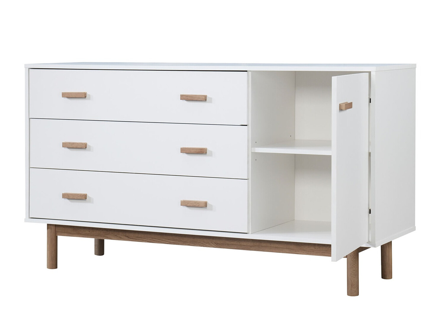Kommode Nolcalu 100 (Weiss + Eiche)