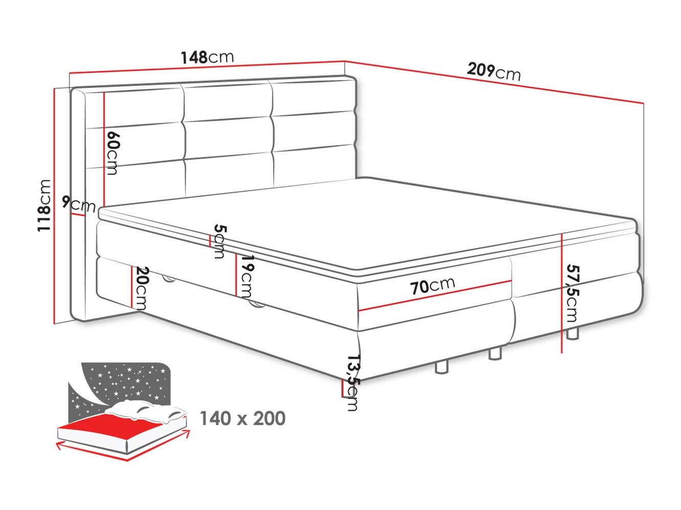Boxspringbett ComfiDream Serena (Barrel 97)