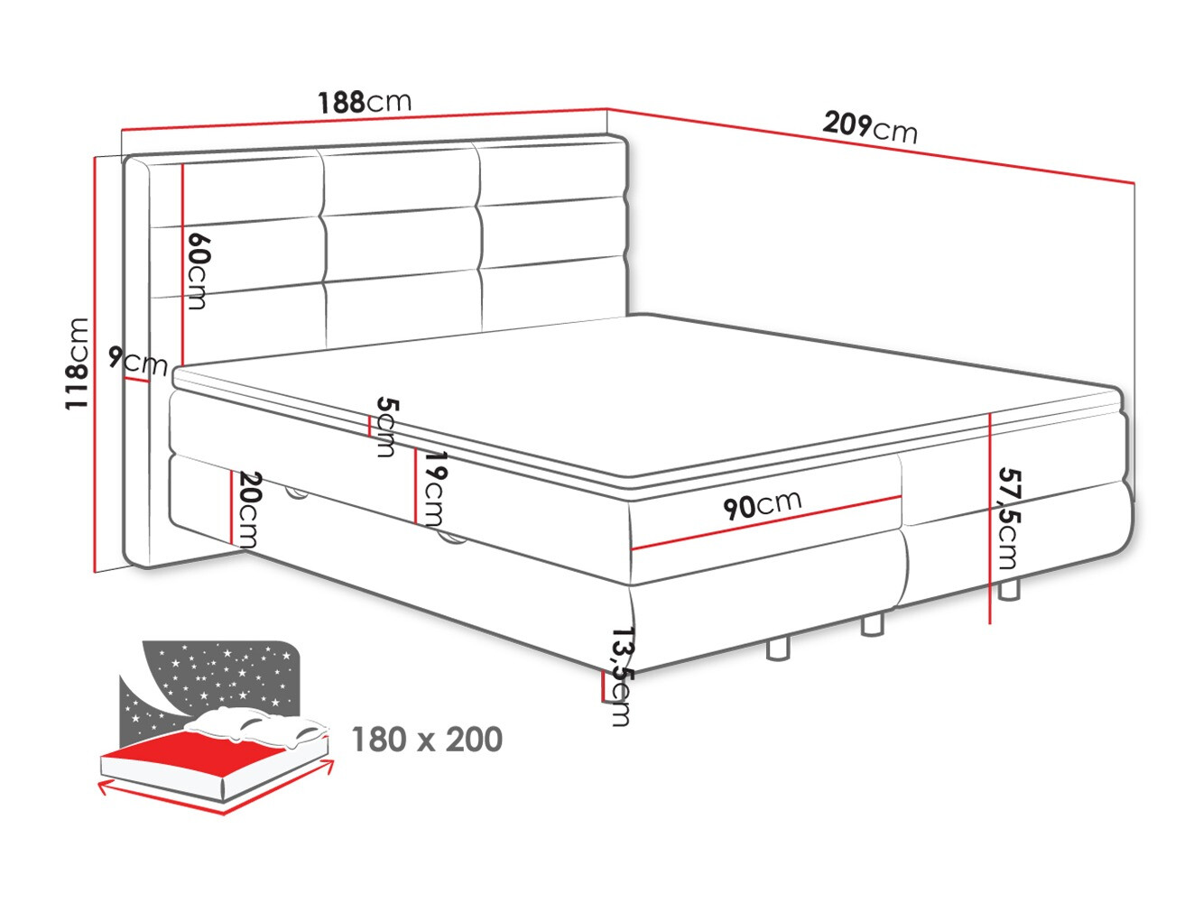 Boxspringbett ComfiDream Serena (Barrel 97)