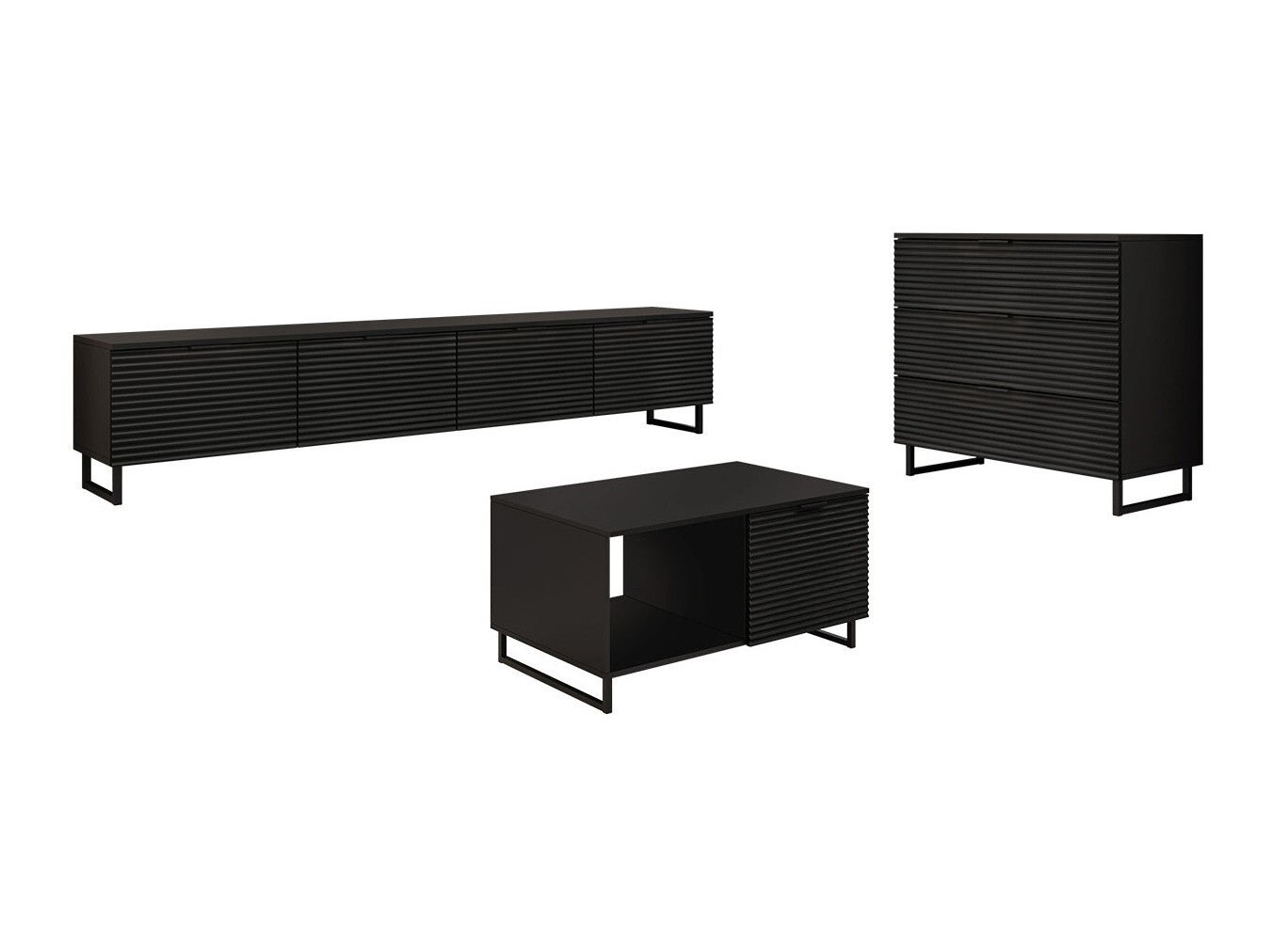 Wohnzimmer-Sets Sarasota M105 (Schwarz + Graphit)