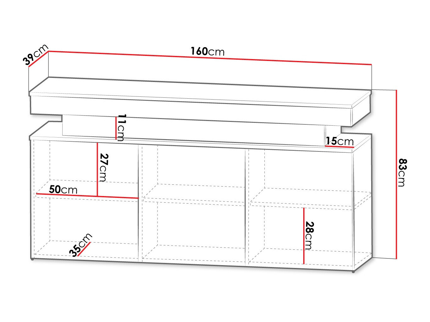 Sideboard Monfero (Weiss + Weiss glänzend)