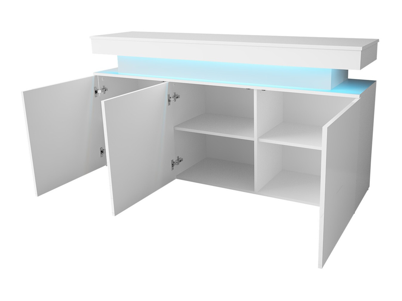 Wohnzimmer-Sets Monfero (Weiss + Weiss glänzend)