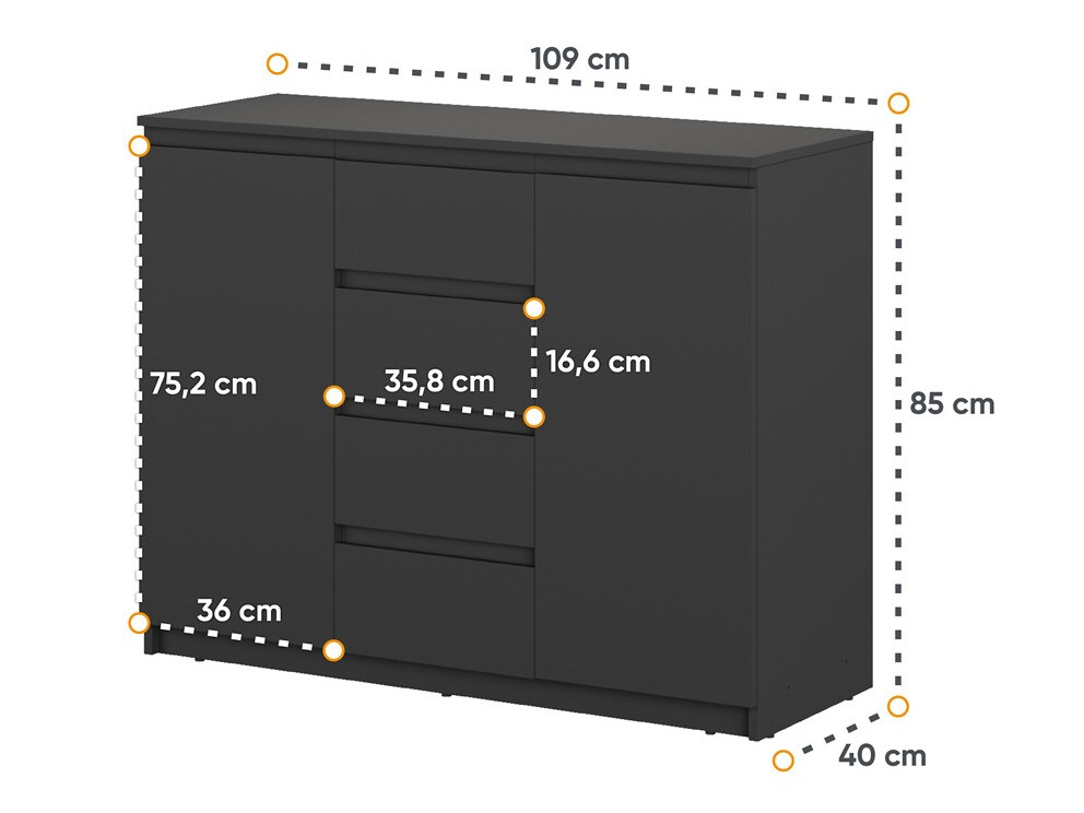 Kommode Cirdelu 105 (Schwarz)