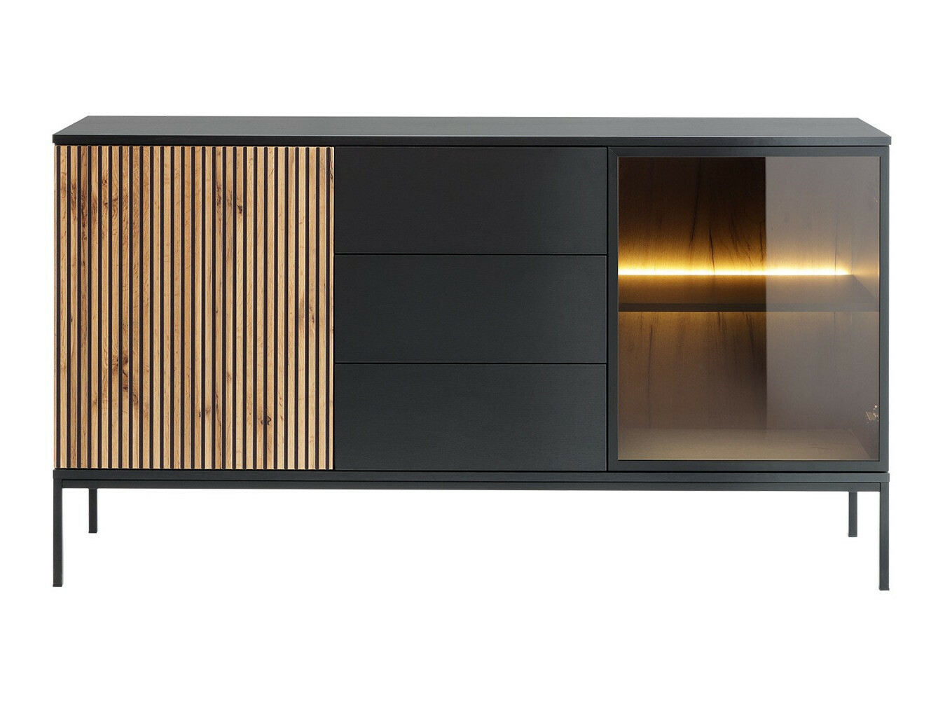 Kommoden Manal (Schwarz + Wotan Eiche)