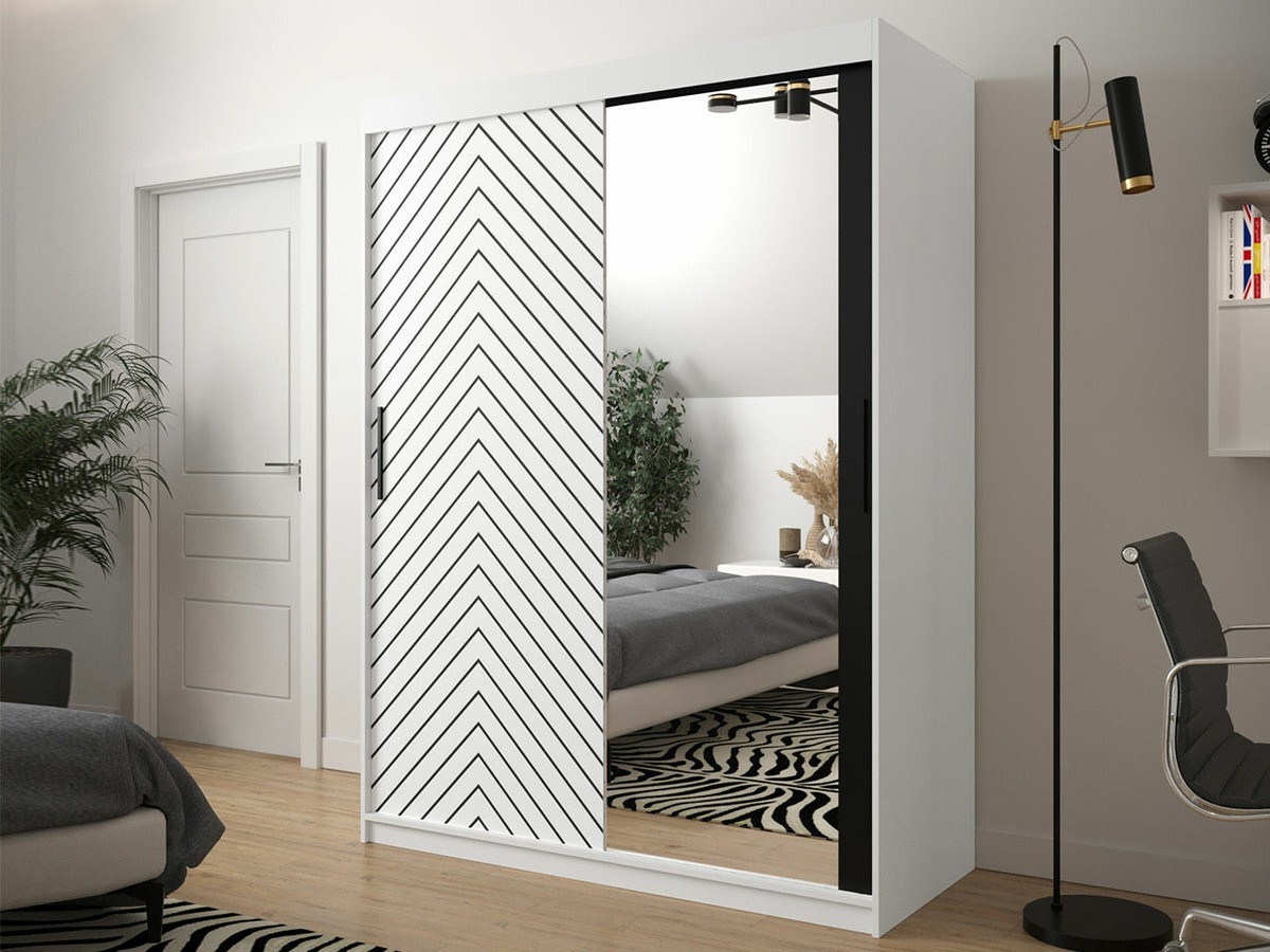 Kleiderschrank Hartford 311 (Weiss + Schwarz)