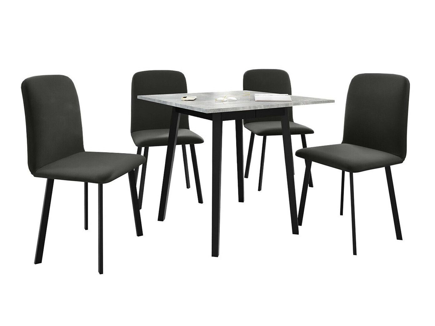 Essgruppe Edmond 116 (Grauer Marmor + Schwarz)