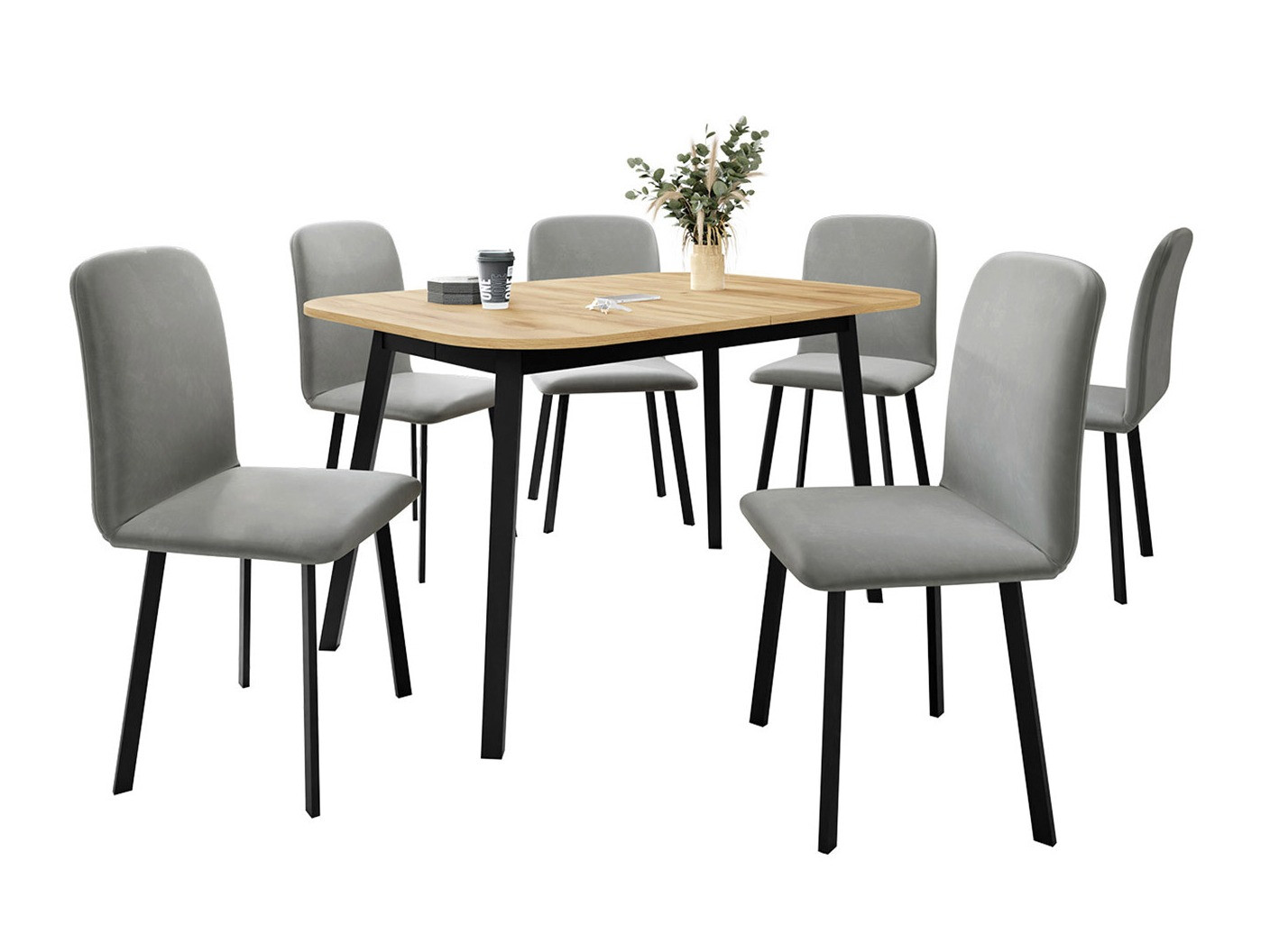 Essgruppe Edmond 117 (Craft goldene Eichenholzoptik + Schwarz)