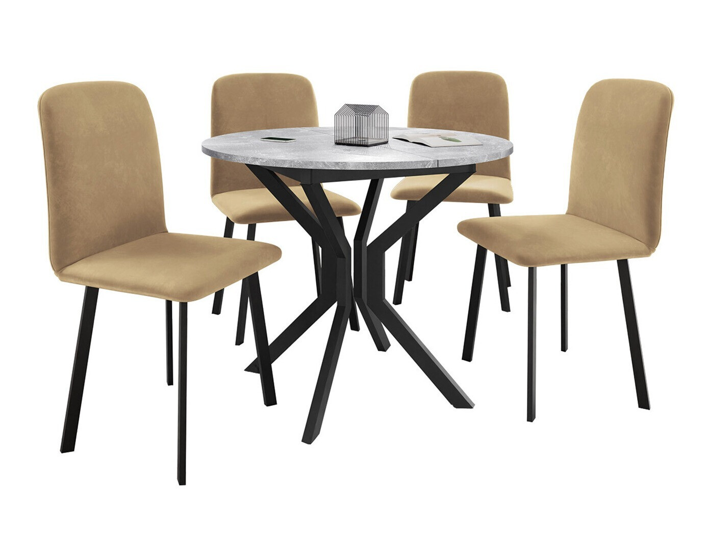 Essgruppe Edmond 118 (Grauer Marmor + Schwarz)