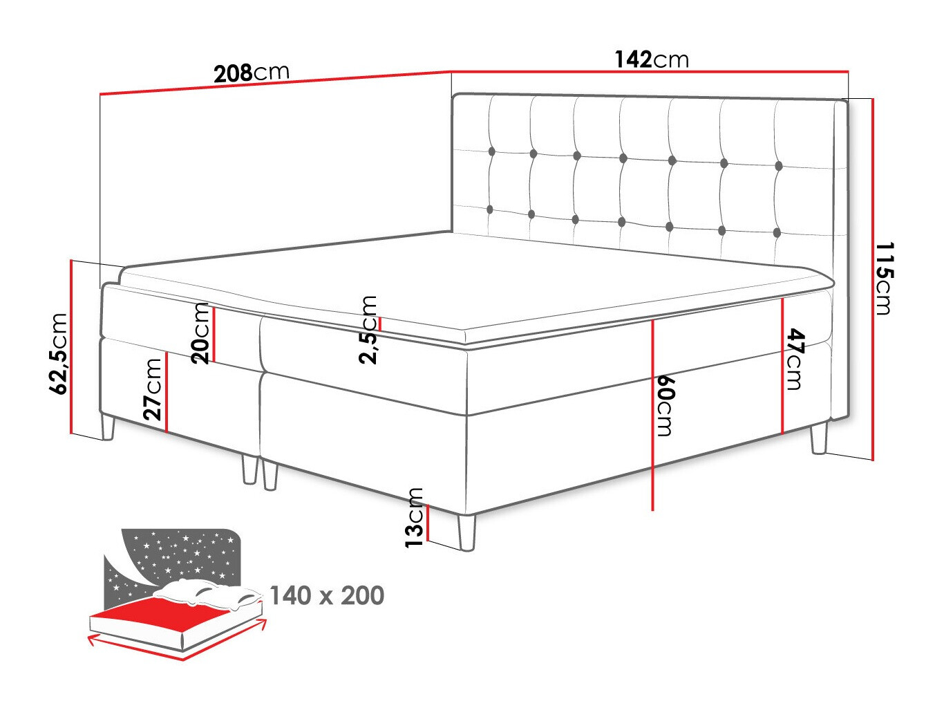 Boxspringbett Caseus (Magic Velvet 2201)