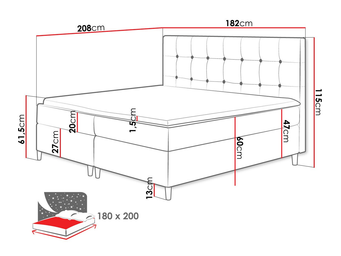 Boxspringbett Caseus (Magic Velvet 2201)