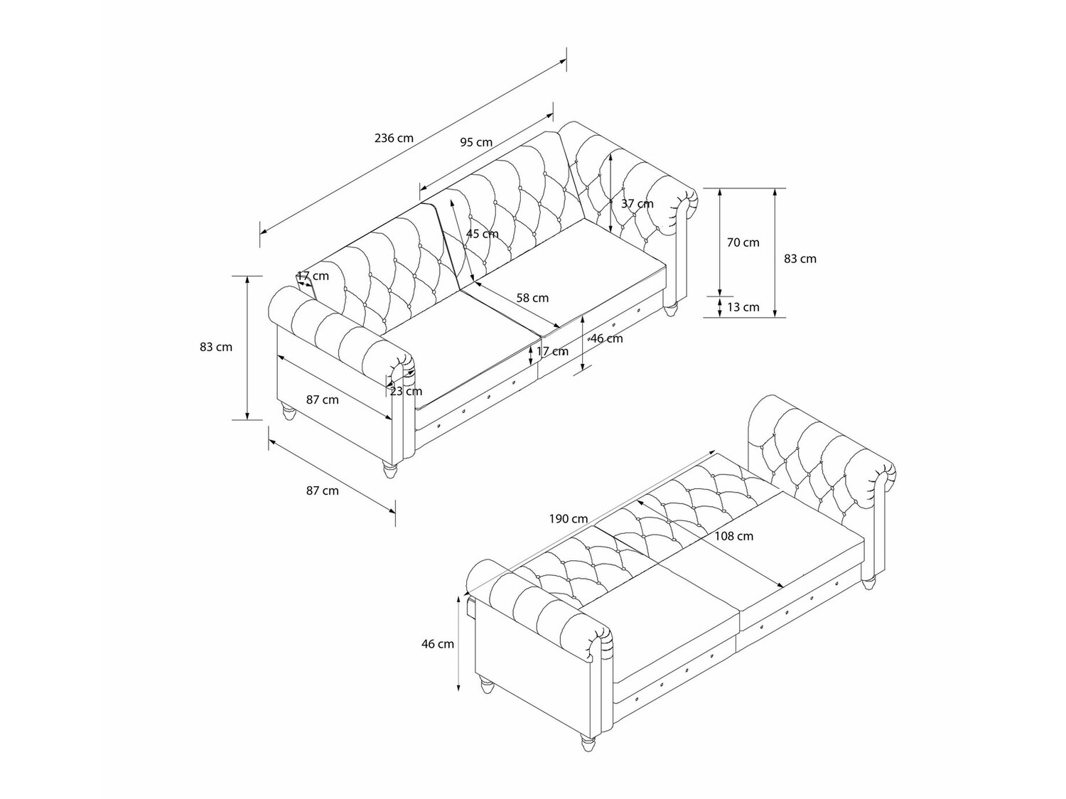 Schlafsofa Denton 1190 (Anthrazit)