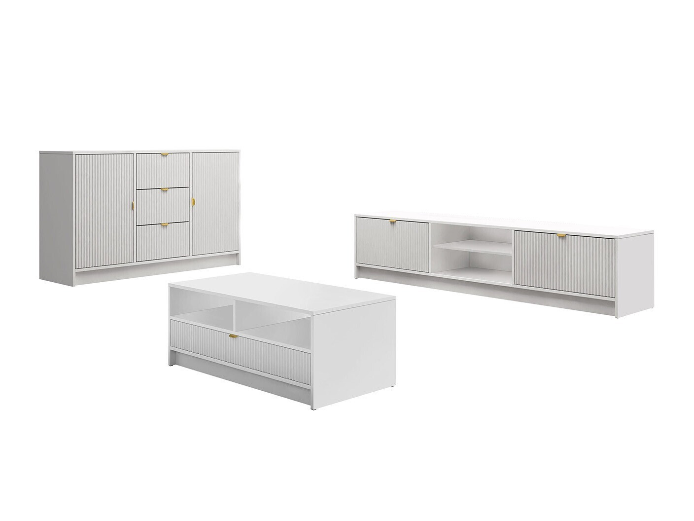 Wohnzimmer-Set Comfivo Papilio I (Weiss)