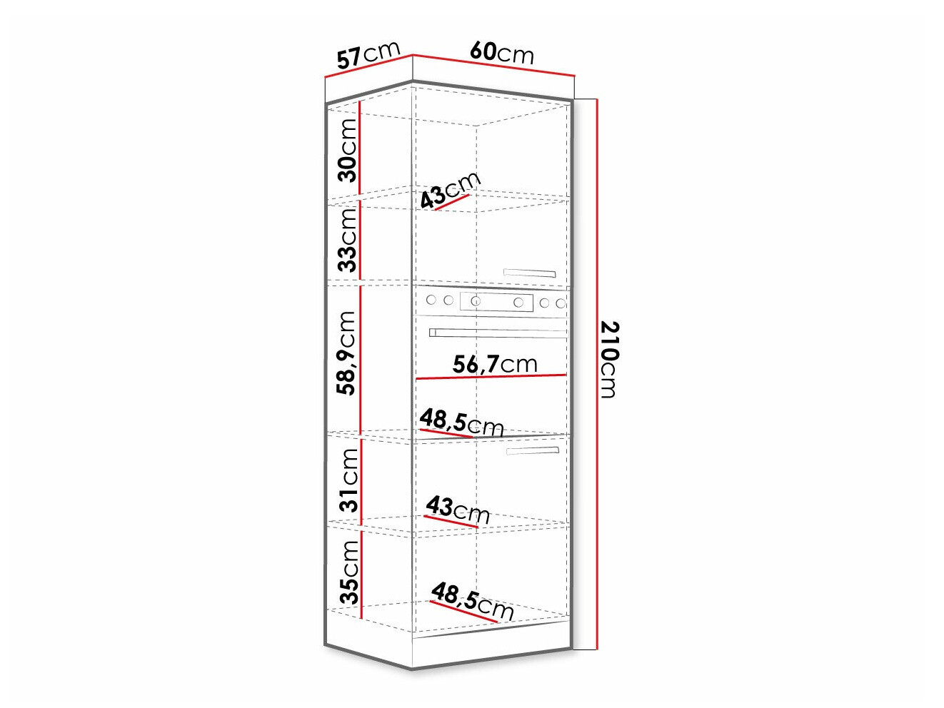 Modularer Schrank für Einbaugeräte Multi White 100
