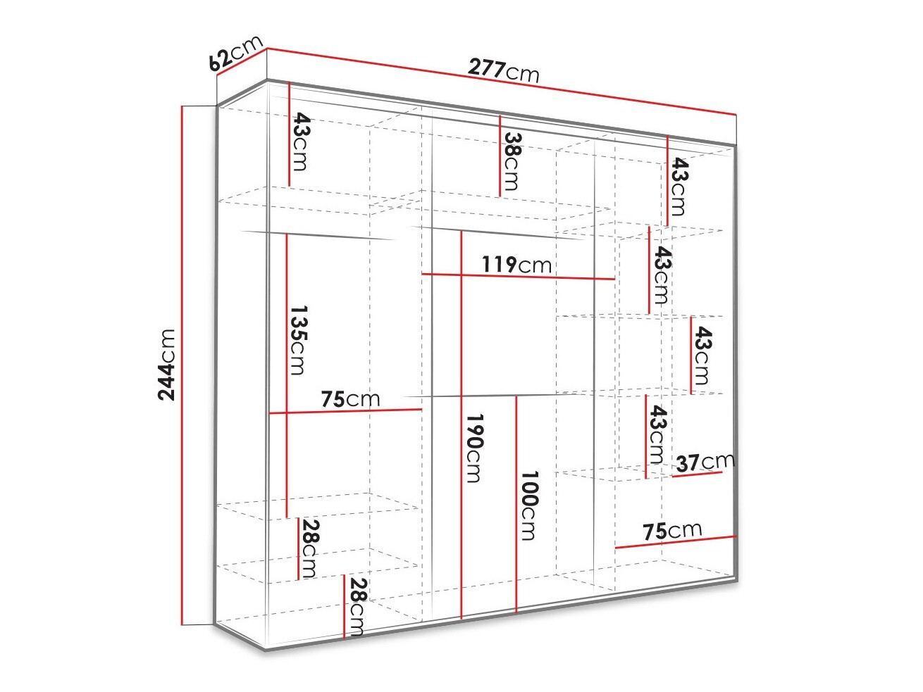 Kleiderschrank Murrieta 145 (Weiss)