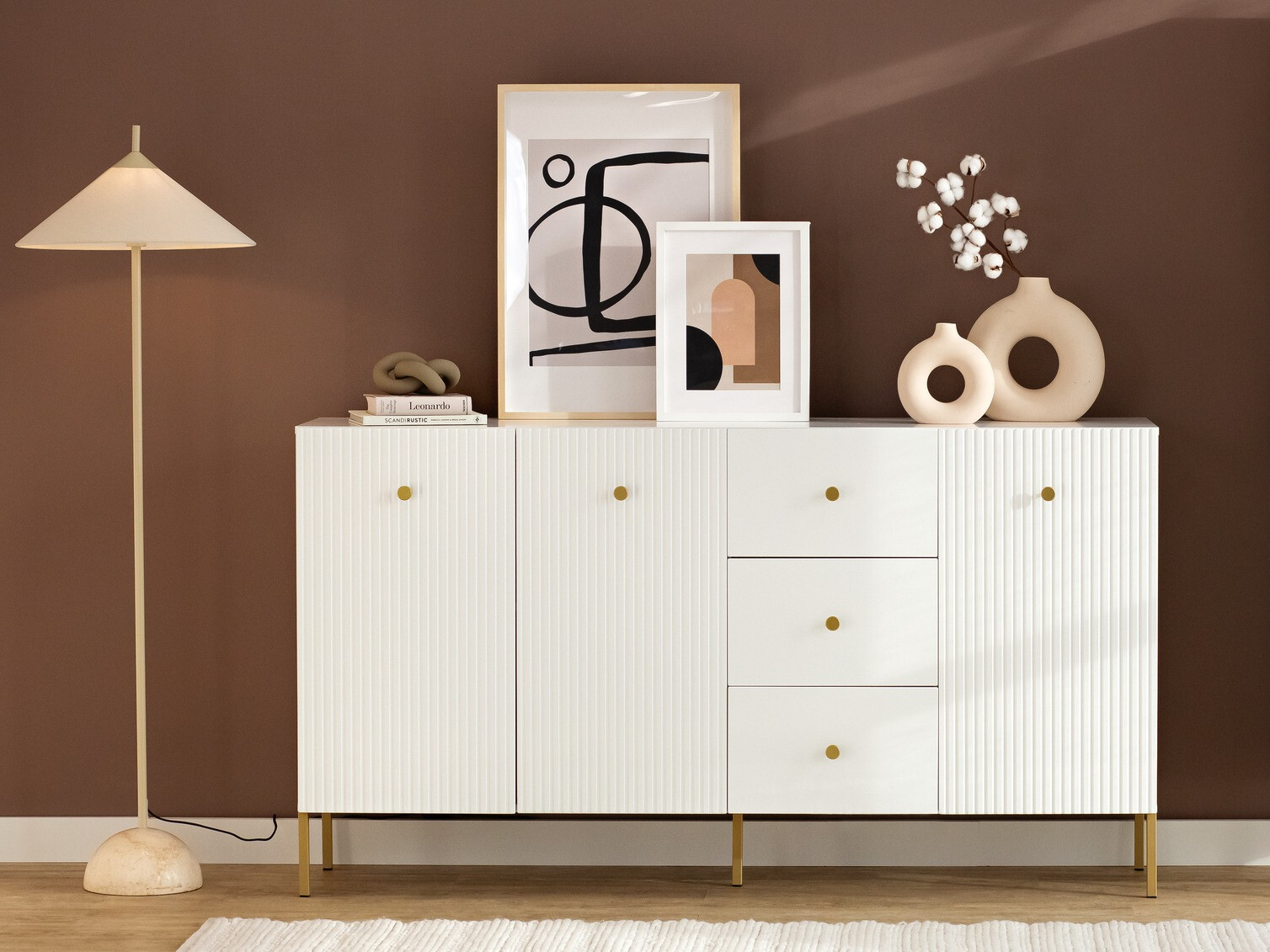 Kommode Etliva 102 (Weiss + Gold)