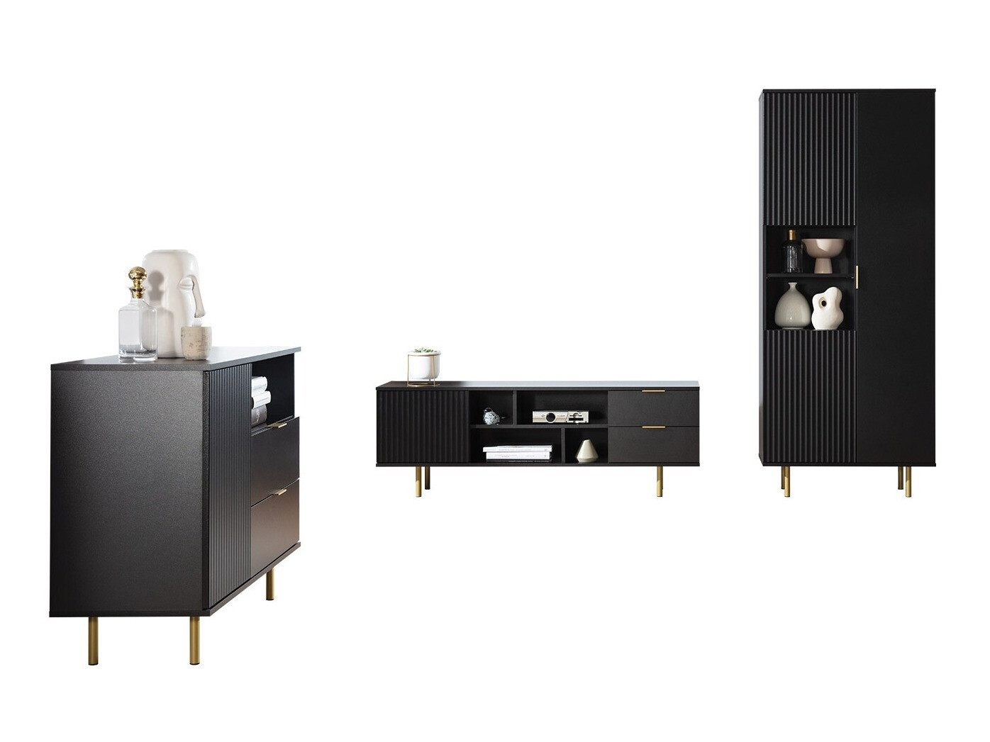 Wohnzimmer-Set Decus II (Schwarz)