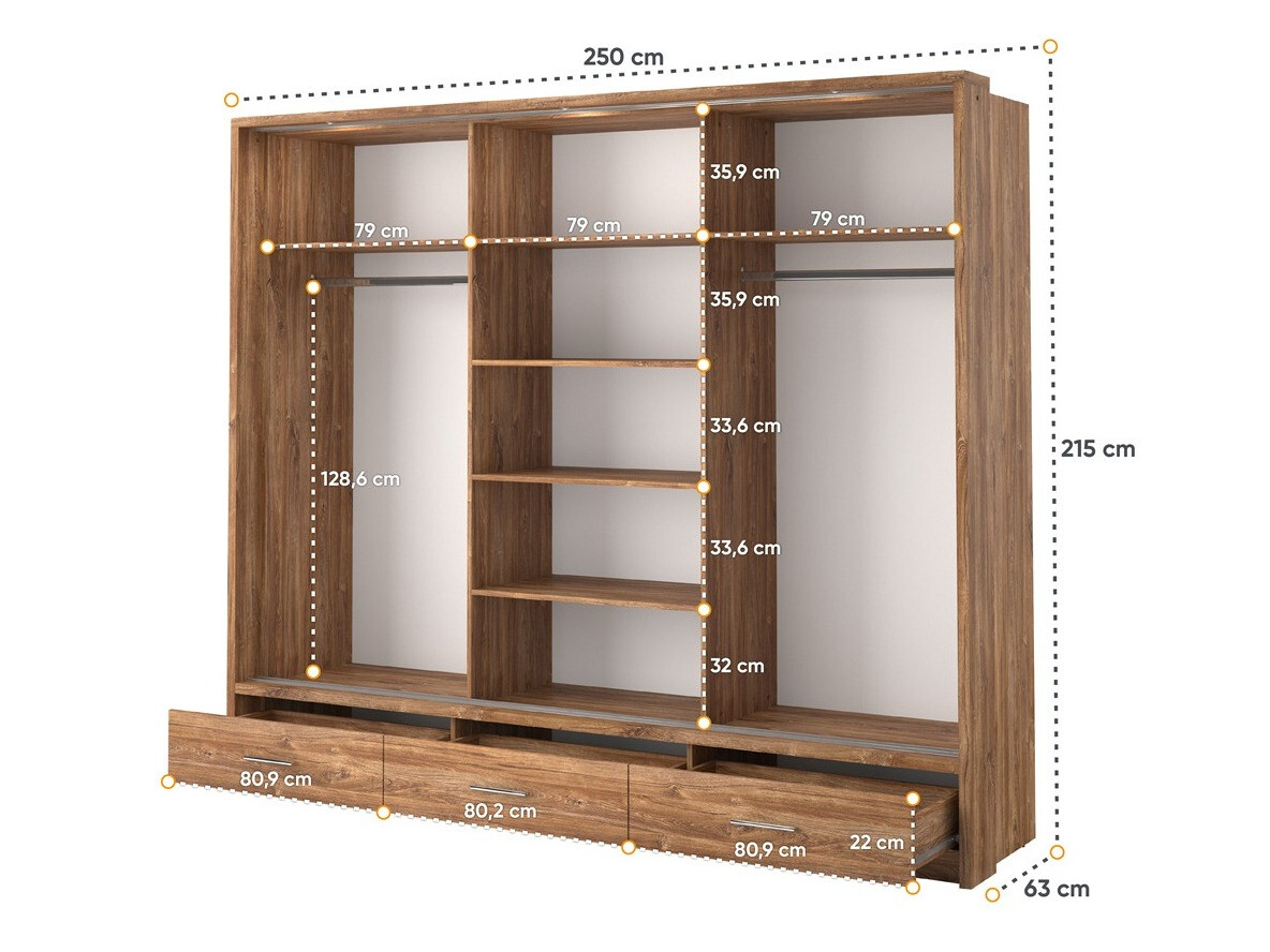 Kleiderschrank Fresno 100 (Stirling-Eiche)