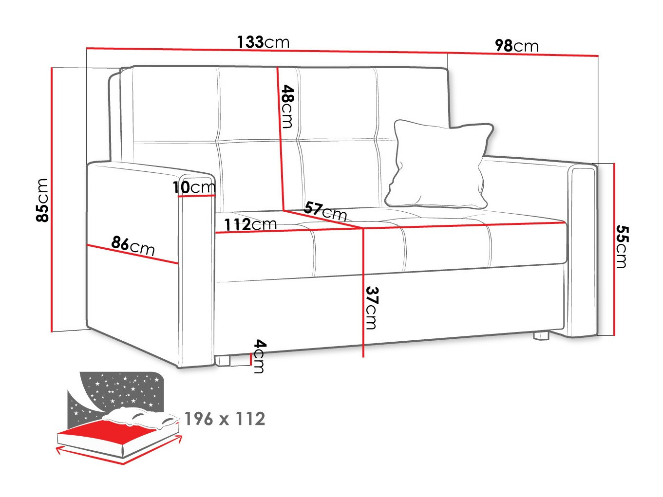 Schlafsofa Nuvora II (Alova 04 + Alova 46)