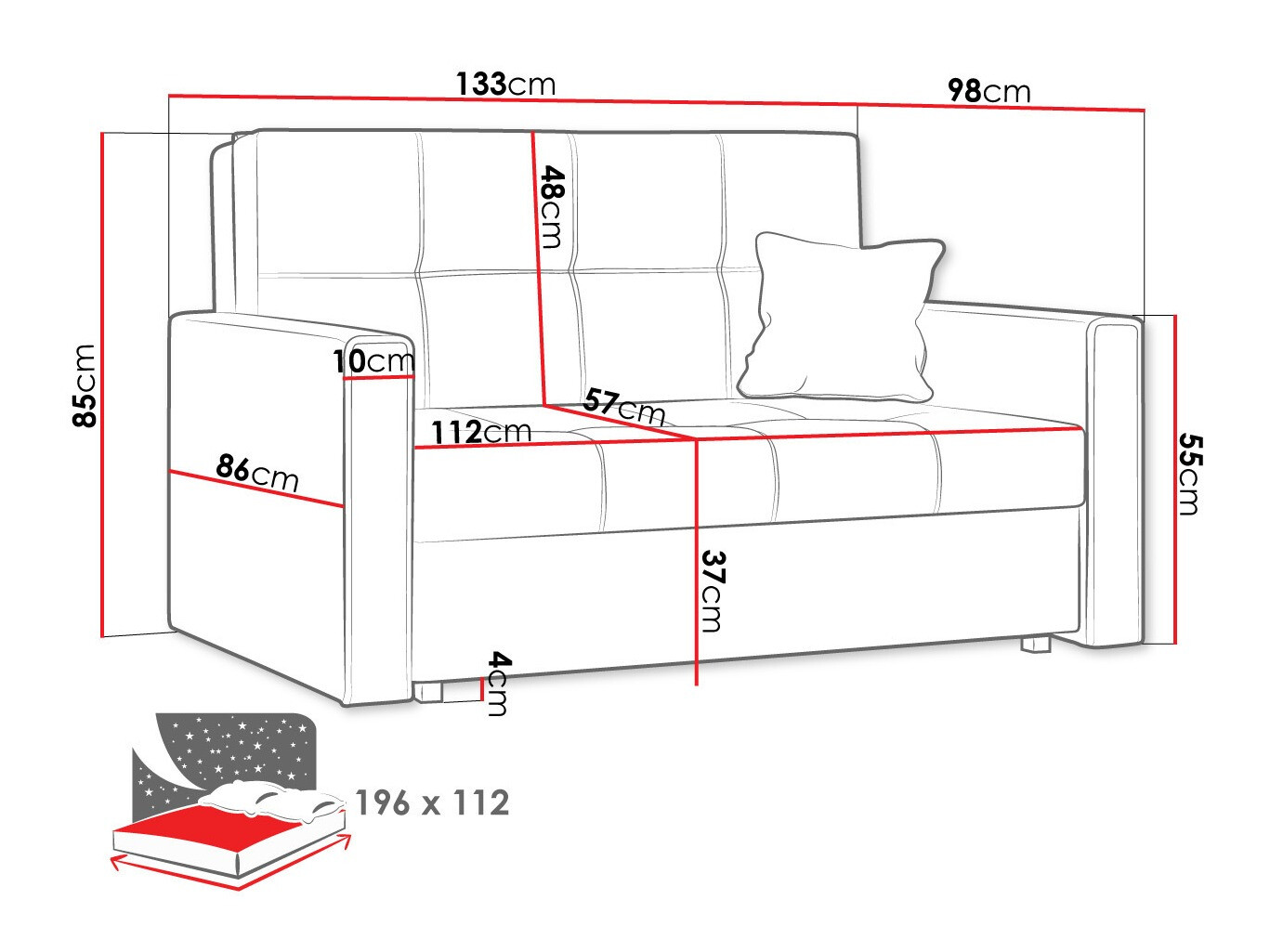 Schlafsofa Nuvora II (Alova 36 + Alova 29)