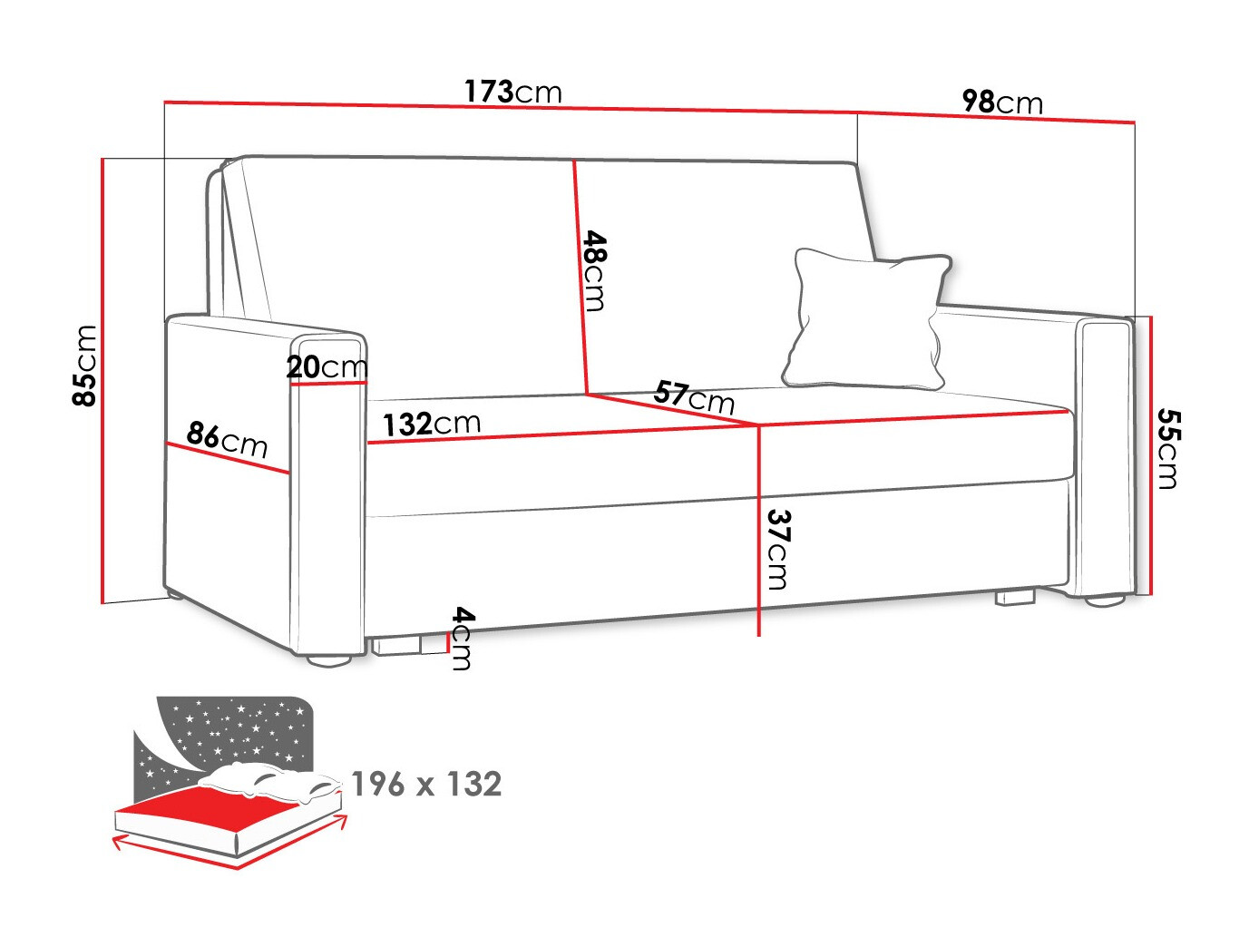 Schlafsofa Columbus 182 (Poso 05)
