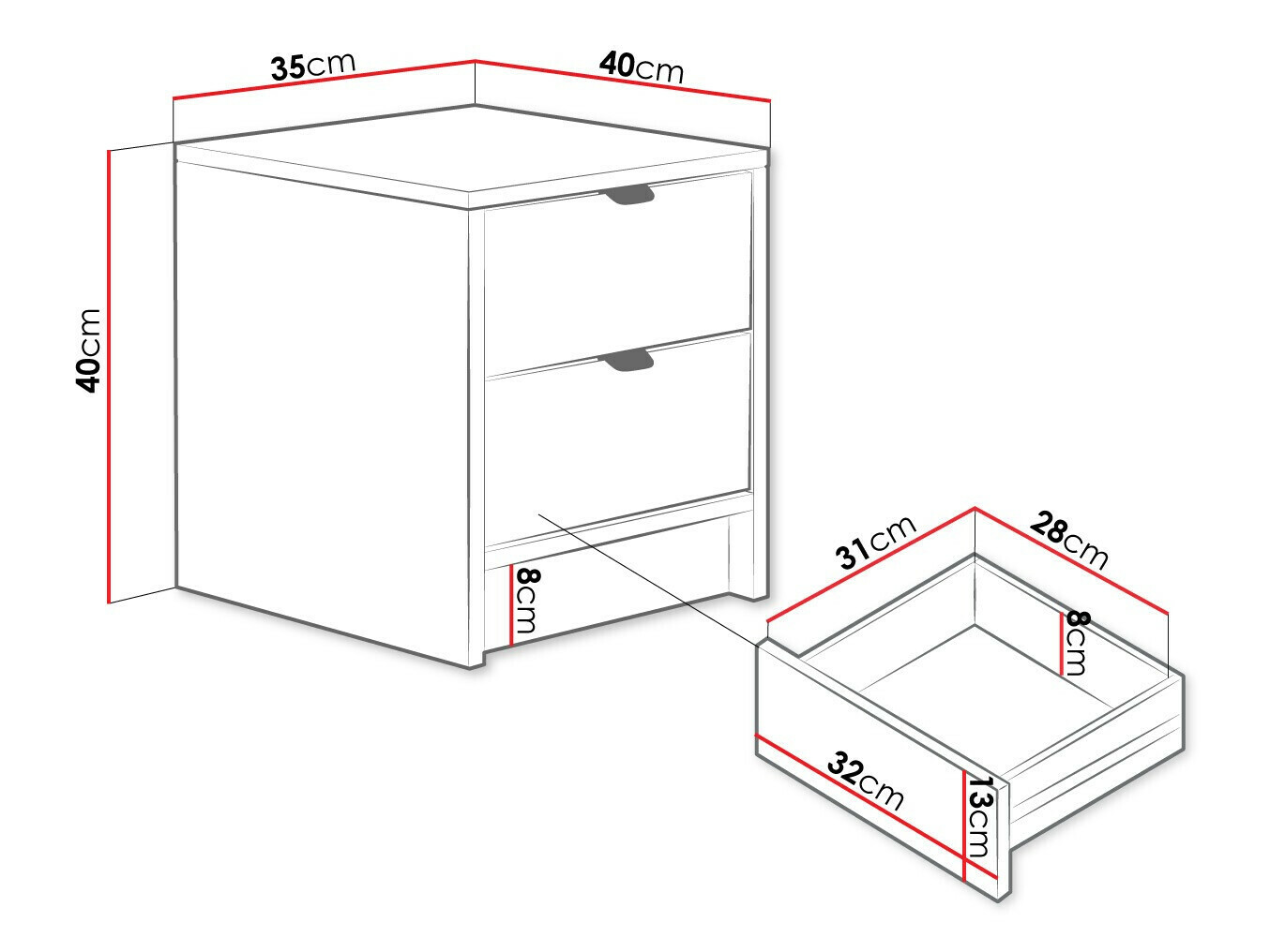 Nachttisch Comfivo Papilio (Weiss)