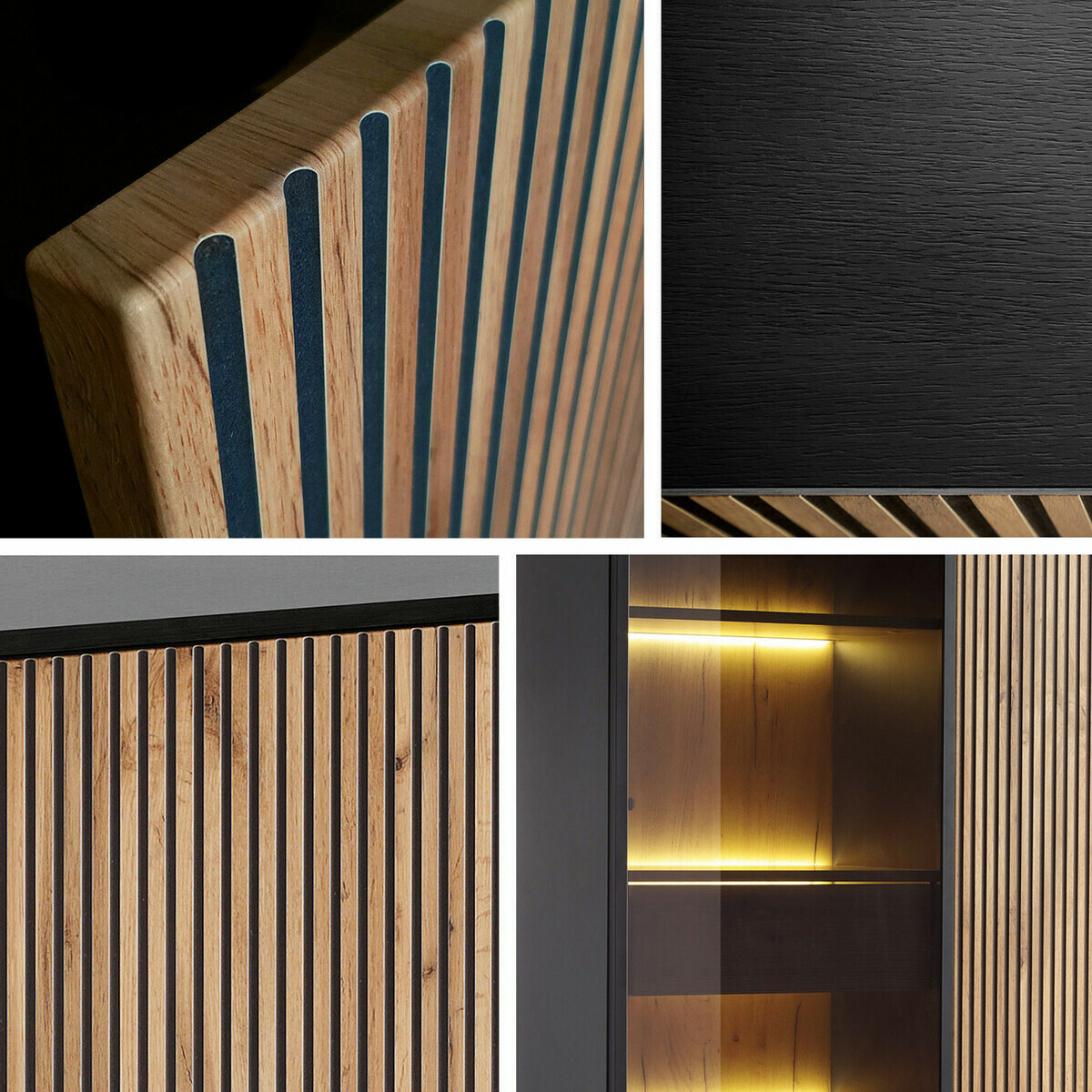 Sideboard Manal (Schwarz + Wotan Eiche)