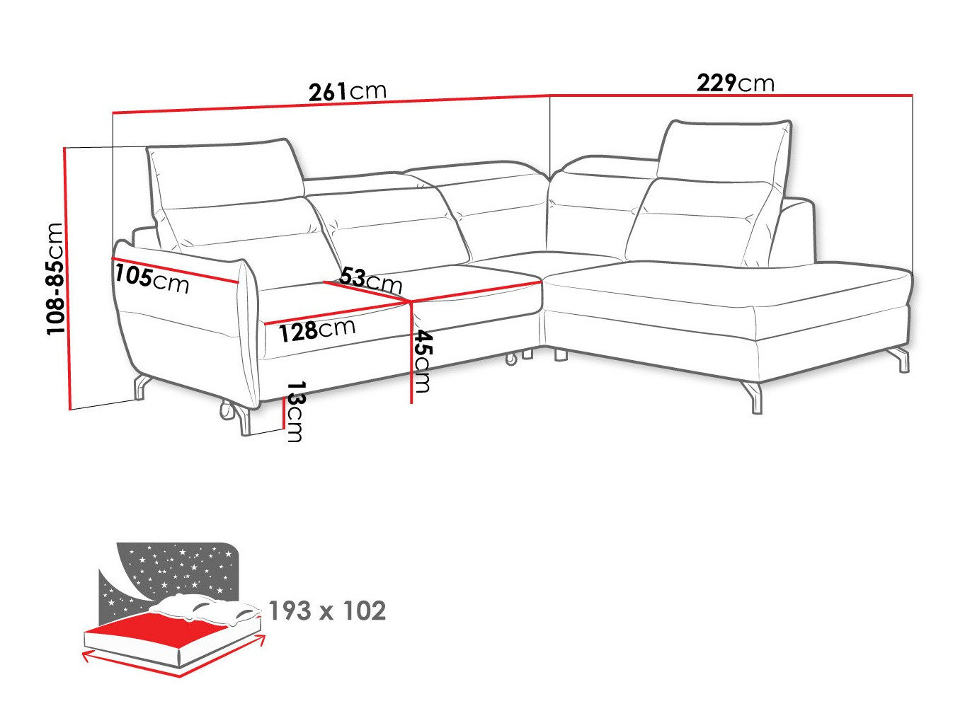 Ecksofa Lincoln 185 (Neve 97)
