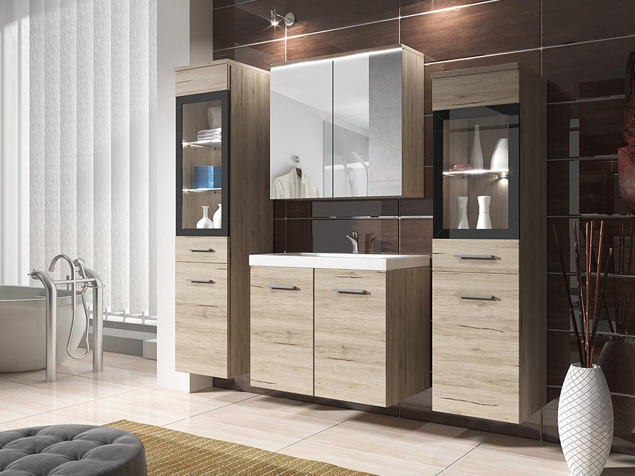 Badezimmer-Set Scientia III (San-Remo-Eiche)