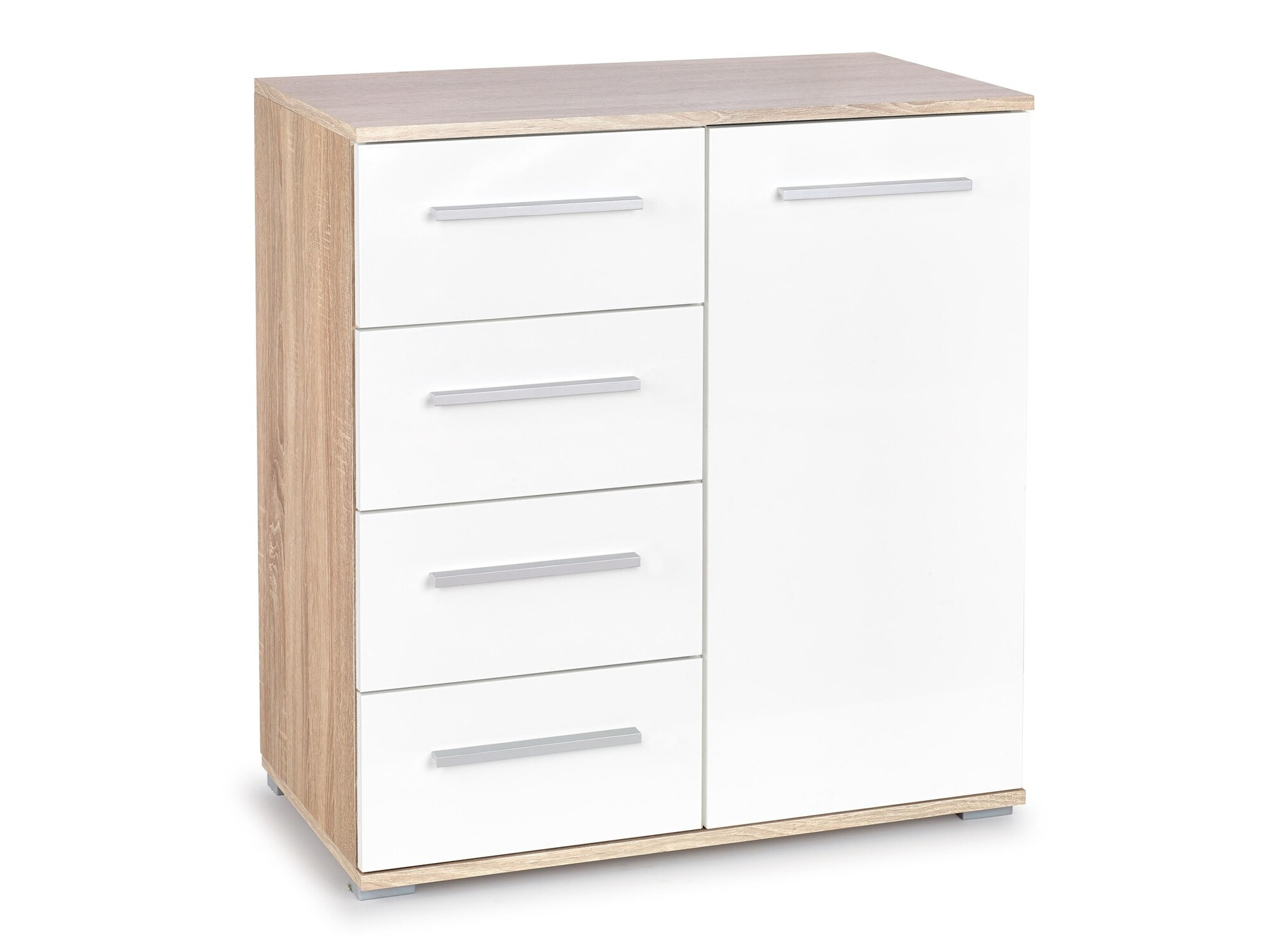 Kommoden Cirveso 101 (Sonoma eichenholz + Weiss glänzend)