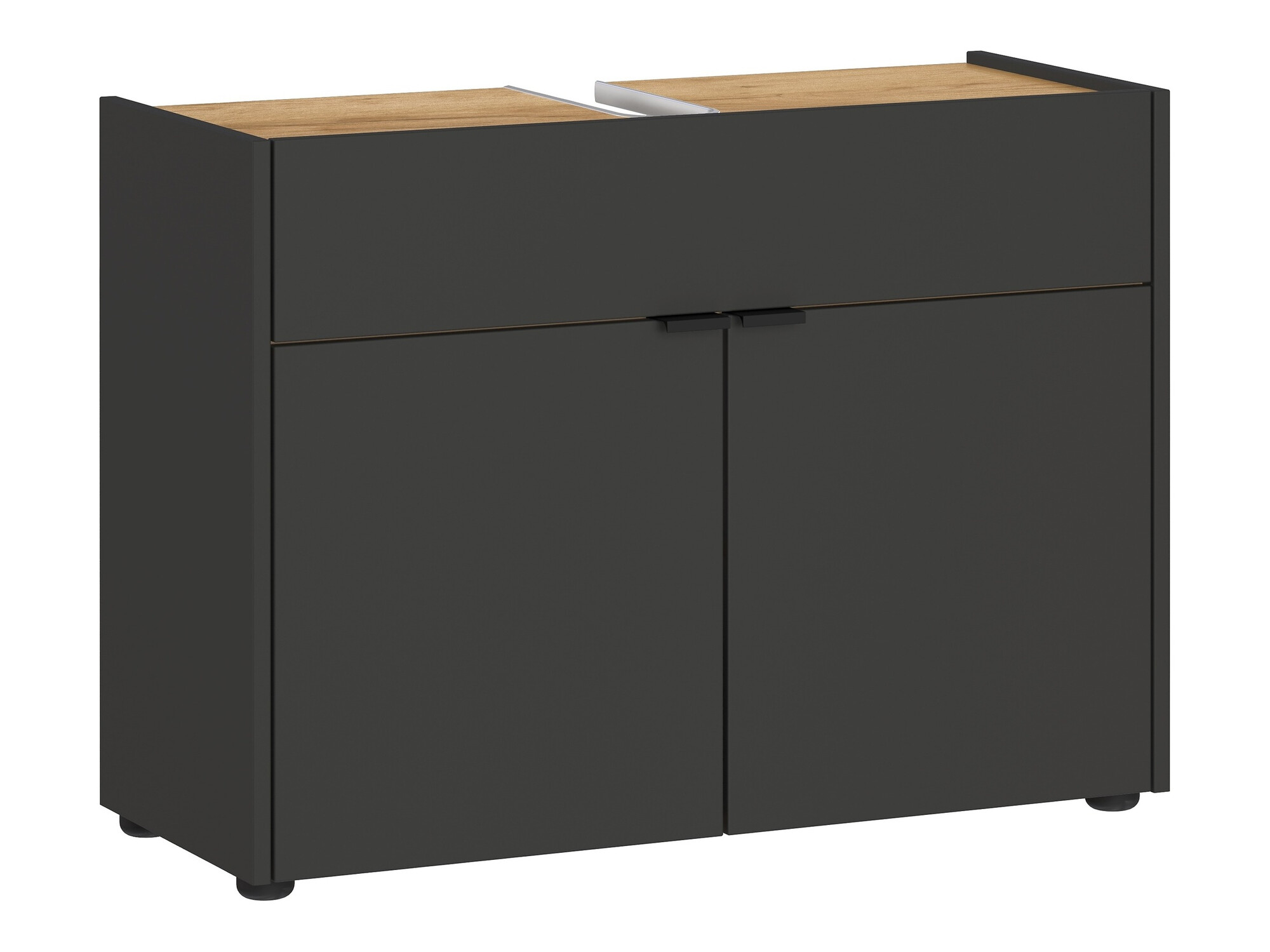 Stehender Badezimmerschrank für ein Waschbecken Ventei 100 (Graphit + Navarra eichenholzoptik)