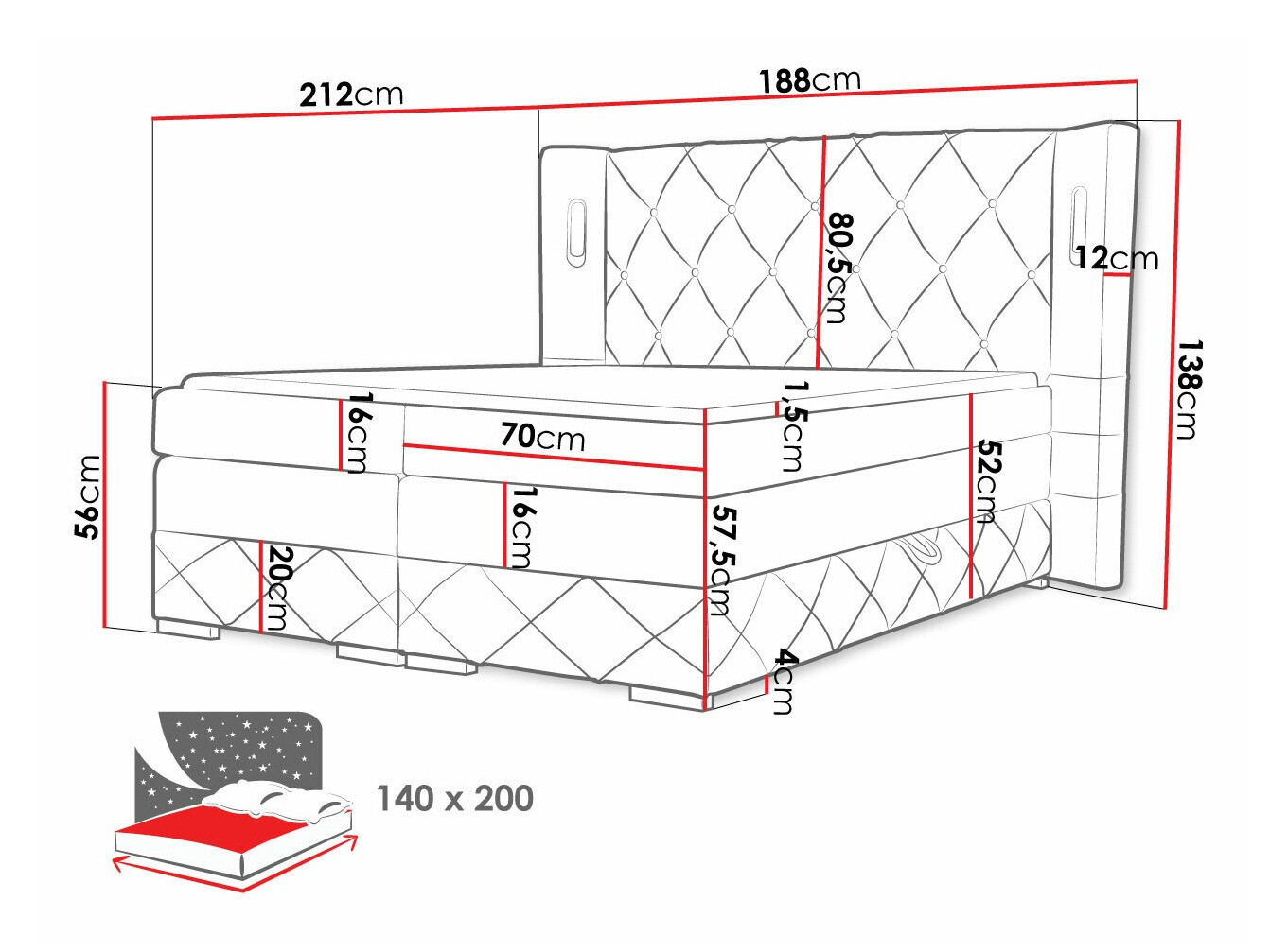 Boxspringbett Historia (Kameleon 04)